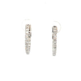 14k White Gold 1.00ct G VS2 Round Diamond Inside/Out Hoop Earrings 3/4"